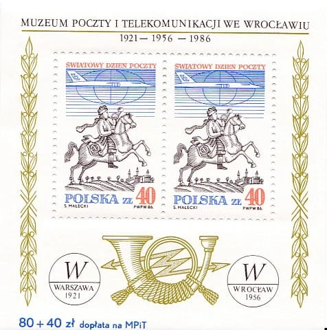 Bloczek 1986 r. Światowy Dzień Poczty