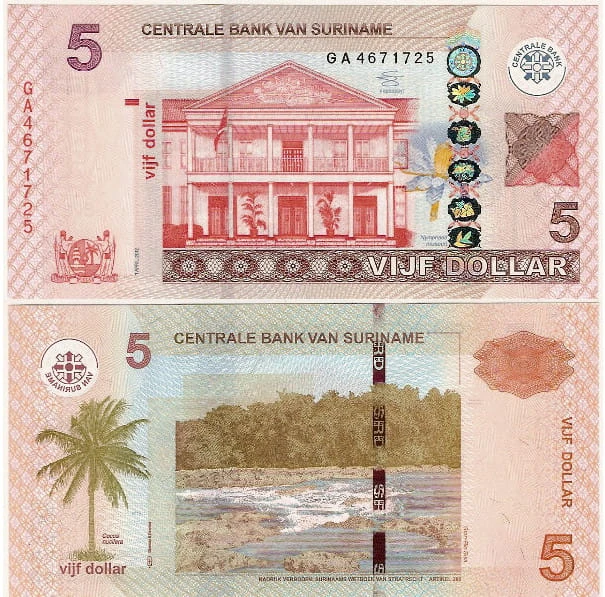 Surinam 5 Dolarów 2012 r. UNC