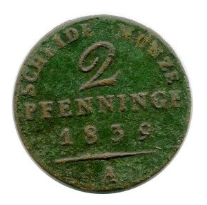 Prusy 2 Pfenninge 1839 r.
