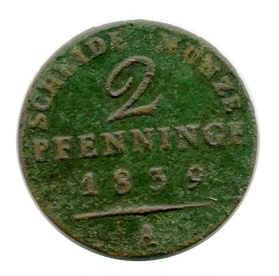 Prusy 2 Pfenninge 1839 r.