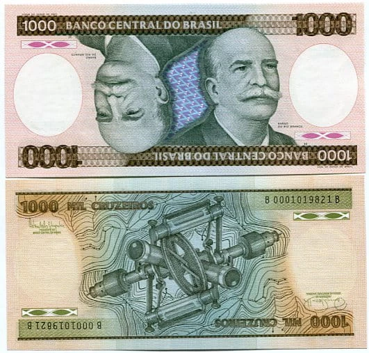 Brazylia 1000 Cruzeiros 1986 r. UNC 