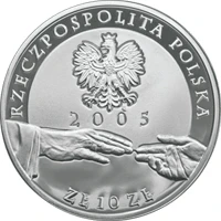 10 zł Ag Papież Jan Paweł II złocona