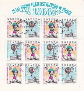 Znaczki 1968 r. 75lat ruchu filatelistycznego w Polsce