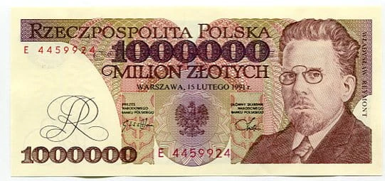 Banknot Polska 1000000 zł z 1991 r.