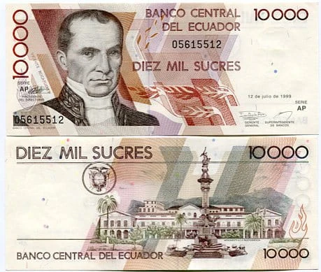 Ekwador 10 000 Sucres 1998 r. UNC