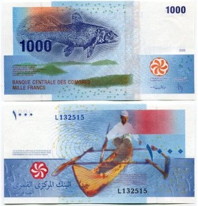 Komory 1000 Francs 2005 r. UNC