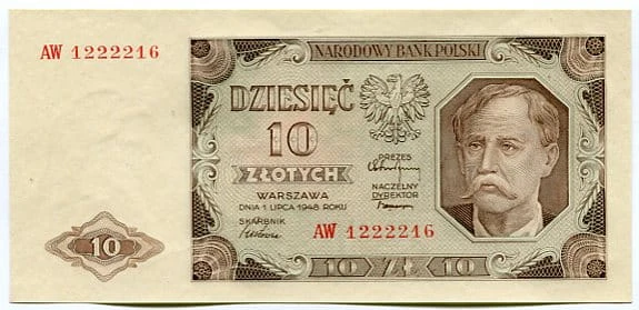 Banknot Polski 10 zł 1948 r. 