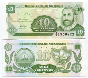 Nikaragua 10 Centavos 1991 r. UNC