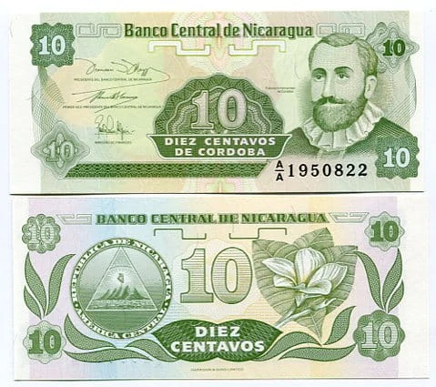 Nikaragua 10 Centavos 1991 r. UNC
