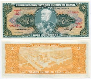 Brazylia 2 Cruzeiros 1958 r. UNC