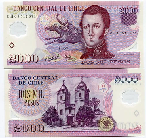 Chile 2000 Pesos 2007 r. UNC