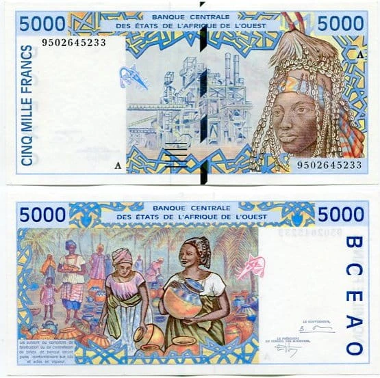 Wybrzeże Kości Słoniowej 5000 Francs 1995 r. UNC