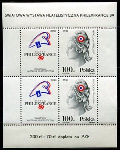 Znaczki 1989 r. Światowa wystawa filatelistyczna w Paryżu