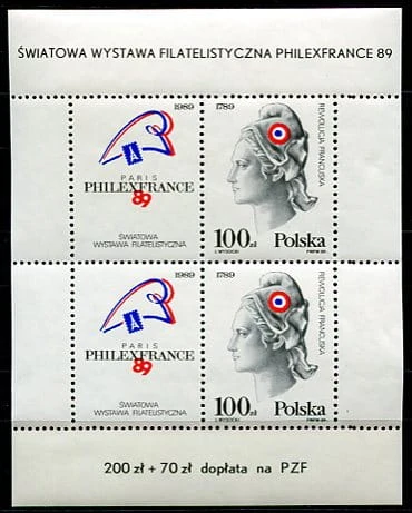 Znaczki 1989 r. Światowa wystawa filatelistyczna w Paryżu