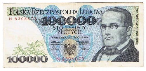 Banknot 100 000 zł 1990 r. Seria N