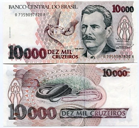 Brazylia 10 000 Cruzeiros 1993 r. UNC