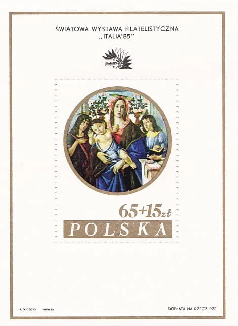 Bloczek 1985 r. Światowa Wystawa Filatelistyczna Italia 85
