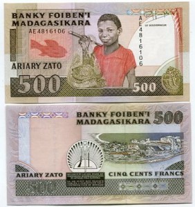 Madagaskar 500 Francs 1988 r. UNC