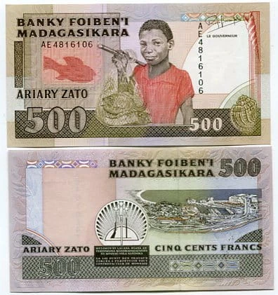 Madagaskar 500 Francs 1988 r. UNC