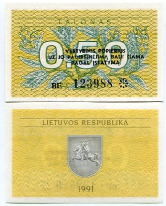 Litwa 0,5 Talonas 1991 r. UNC