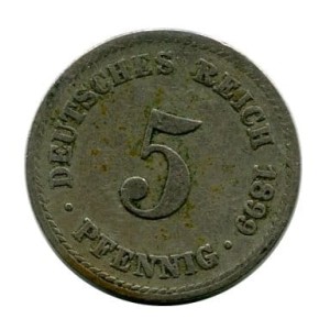 Niemcy 5 Pfennig 1899 r.
