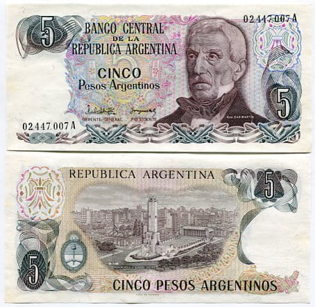 Argentyna 5 Pesos 1983 r. UNC