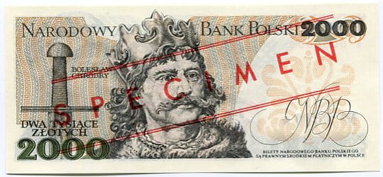 Banknot 2000 zł 1979 r. wzór/specimen