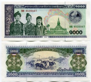 Laos 1000 Kip 2003 r. UNC