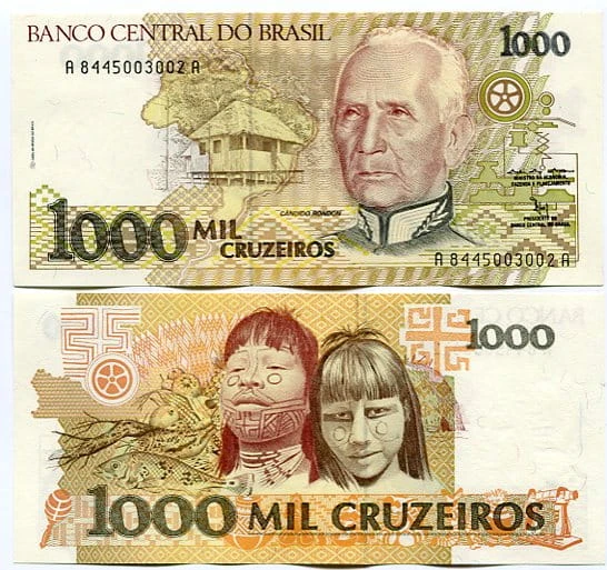 Brazylia 1000 Cruzeiros 1990 r. UNC