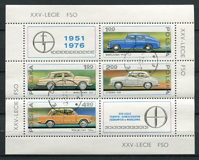 Znaczki 1976 r. 25 Lecie fabryki samochodów osobowych w Warszawie