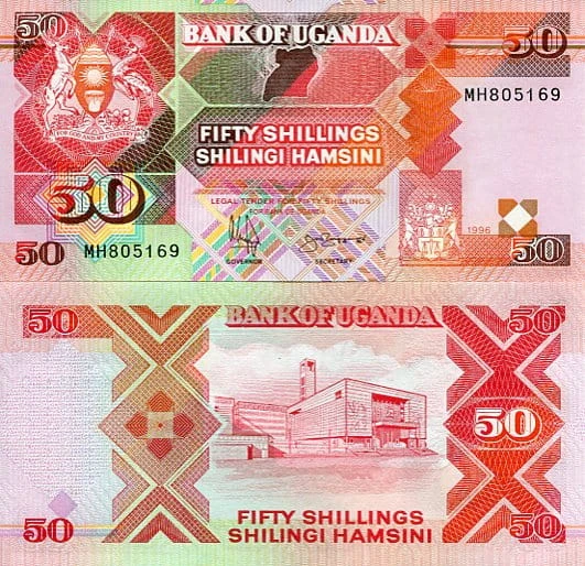 Banknoty świata Uganda 50 szylingów 1996 r. UNC