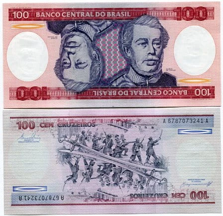 Brazylia 100 Cruzeiros 1990 r. UNC