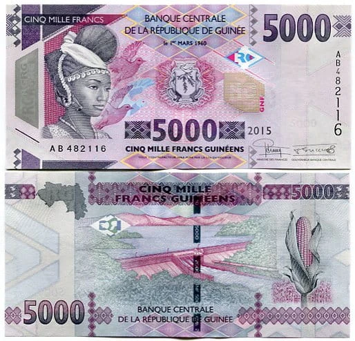 Gwinea 5000 Francs 2021 r. UNC