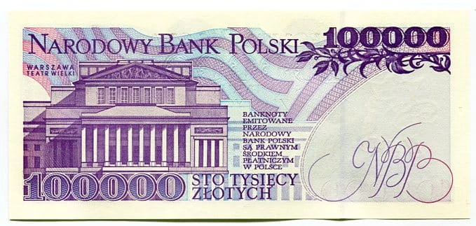 Banknot Polska 100000 zł z 1993 r. UNC