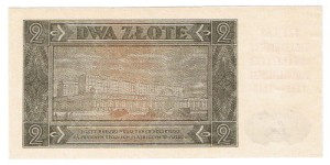Banknot 2 zł 1948 r. Stan 1/1- Nadruk