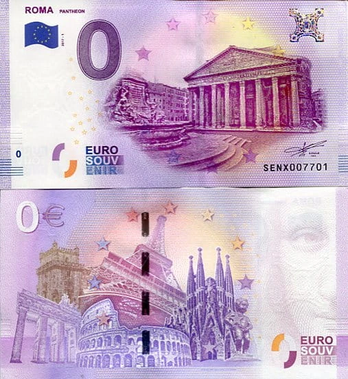 Banknot 0 Euro Włochy - Panteon w Rzymie