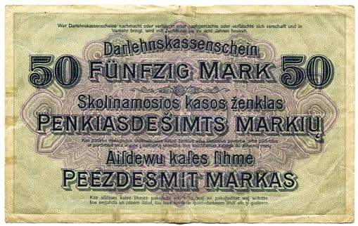 Banknot 50 Marek 1918 r. Kowno Sklep numizmatyczny Dukat