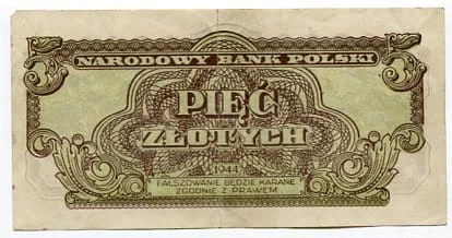 Banknot 5 zł 1944 r.
