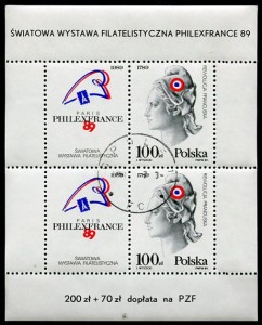 Znaczki 1989 r. Światowa wystawa filatelistyczna w Paryżu