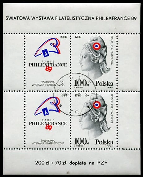 Znaczki 1989 r. Światowa wystawa filatelistyczna w Paryżu