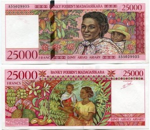 Madagaskar 25 000 Francs 1998 r. UNC