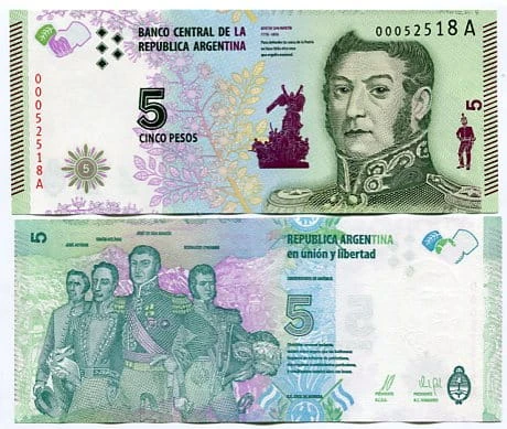 Argentyna 5 Peso 2015 r.