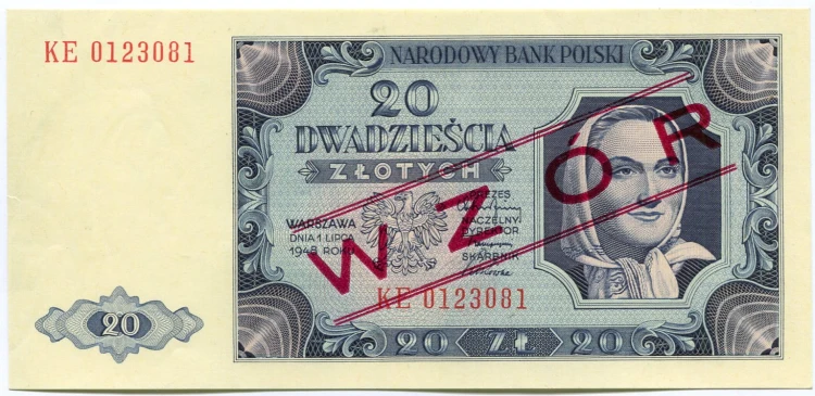 Banknot 20 zł 1948 r. WZÓR