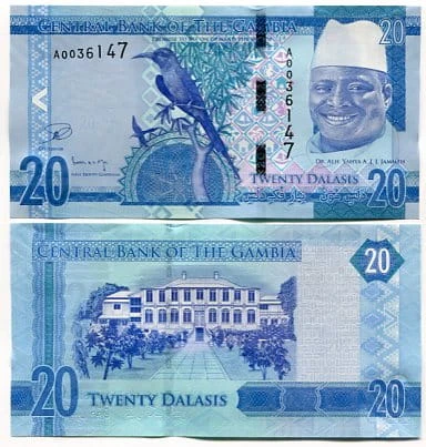Gambia 20 Dalasis 2015 r. UNC