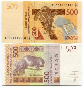 Niger 500 Francs 2012 r. UNC