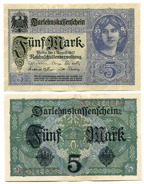 Niemcy 5  Mark 1917 r. UNC