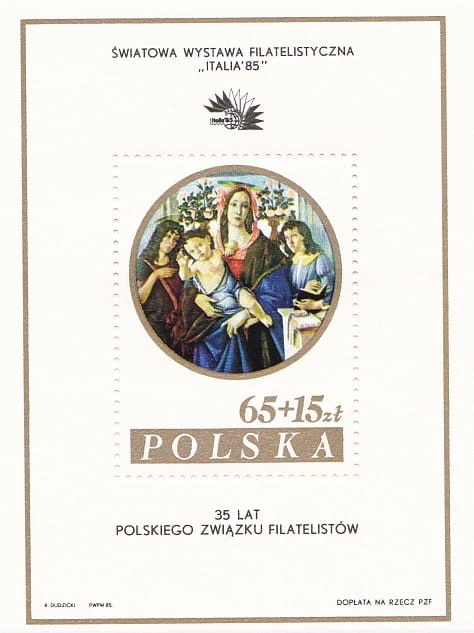 Bloczek 1985 r. Światowa Wystawa Filatelistyczna Italia 85