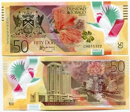 Trinidad & Tobaga 50 Dolarów 2015 r. Polimer UNC