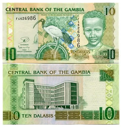 Gambia 10 Dalasis 2013 r. UNC