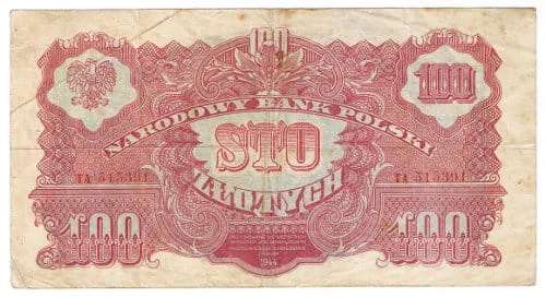 Banknot 100 zł 1944 r. obowiązkowym